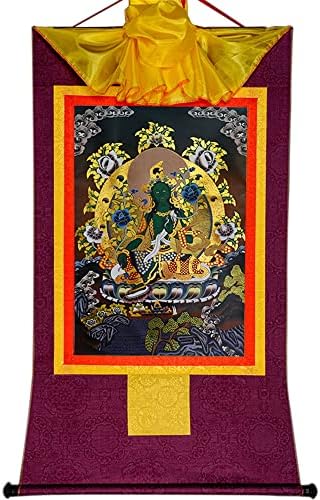 Gandhanra Zöld Tara,Khadiravani,Jetsun Dolma, Tibeti Thangka Festészet, a Művészet,a Buddhista Thangka Brokát,Buddha Gobelin a Tekercset,Fekete