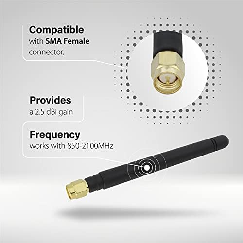 Shopcorp GSM Omni Directional Hüvelykujj Antenna + SMA Férfi-Nő Jobb Szög 90 Fokos Adapter - CDMA/WCDMA, 2.5 dBi Nyereség, 850-2100 MHz (a