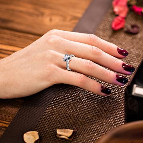 2023 Nők Szerelmes Szív Gyémánt Cirkónia Eljegyzési Gyűrű Esküvői Gyűrű Méret 9 Gyűrűk Nők számára (Ezüst, 10)