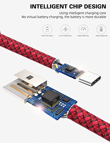 2-Pack[6.6+6.6 ft] c Típusú Töltő 3A Gyorsan Változó Nylon Fonott USB-C Kábel Samsung Galaxy S10E S20 S10 S9 S8 A10e A20e A6