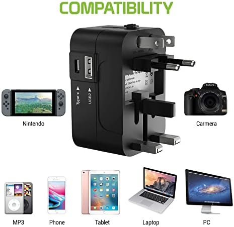 Utazási USB Plus Nemzetközi Adapter Kompatibilis a Zen Mobil U4 Világszerte Teljesítmény, 3 USB-Eszközök c típus, USB-A Közötti