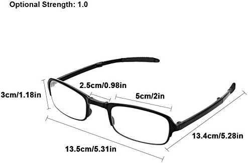 Összehajtható Olvasó Szemüveg, Könnyű, Professzionális Összecsukható Presbyopic Szemüveg Férfi Női Fekete Nylon Zip Esetben(1.5)