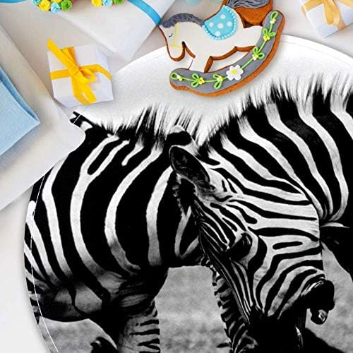 HEOEH Két Zebra Harc, Csúszásmentes Lábtörlő 15.7 Kerek Szőnyeg, Szőnyegek Szőnyeg Gyerekeknek Hálószoba Baba Szoba Játszani