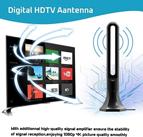TV Antenna Digitális TV-Antenna Beltéri Smart TV, 360° Recepció & 2023 Erősítő jelerősítő HDTV Antenna, Hosszú távú Fogadás - Támogatja