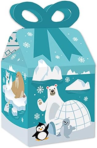 Nagy Dot a Boldogság Északi Sarki Állatok - Tér Szívességet Ajándék Dobozok - Téli Baba Zuhany vagy Szülinapi Buli Íj Doboz - 12