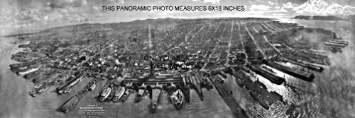 OnlyClassics 1906-ban PUSZTÍTÓ Földrengés & TÜZET SAN Francisco, CA, Panorámás 6x18 Fotó Hajók