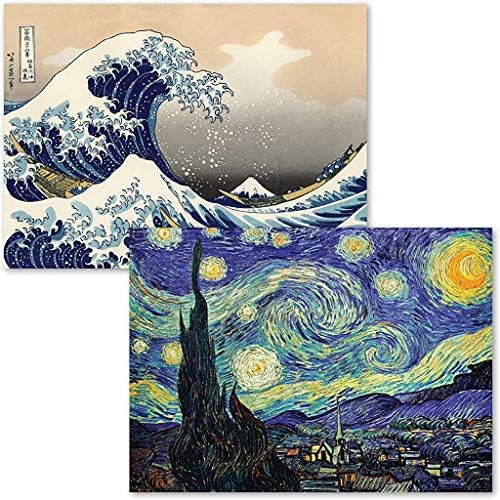 PalaceLearning 2 Pack - Csillagos Éjszaka által Vincent Van Gogh & A Nagy Hullám Le Kanagawa által Katsushika Hokusai - képzőművészeti Poszter