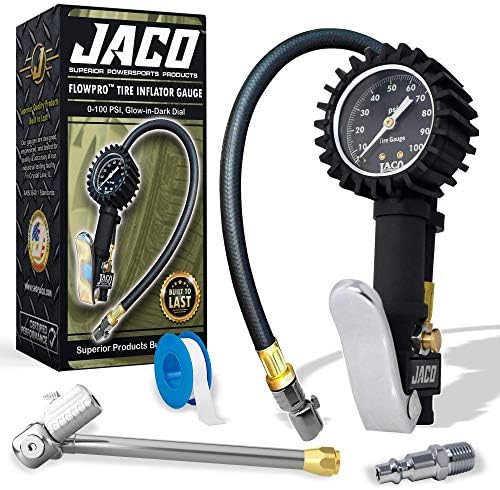 JACO FlowPro Gumiabroncs Inflator Nyomtáv (100 PSI) a Dually Villám T-Sorozat Levegő Chuck (Bundle Kit)