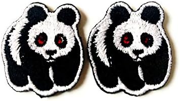 TH Készlet 2 Pici Mini Cuki Panda Állat Foltokat Varrni Vas a Hímzett Applied Jelvény Jel Javítás Ruha Jelmez
