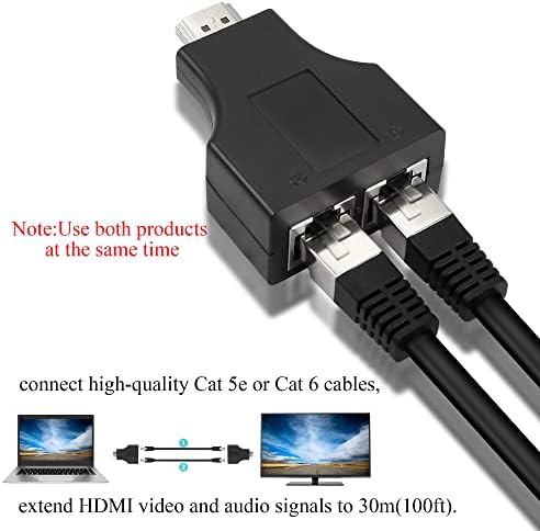 QIANRENON HDMI RJ45 Hálózati Bővítő Adapter HDMI-Dual RJ45 Hálózati Átalakító Átjátszó a Cat 5e/6 1080p akár 30m a PS3 HDTV set-top