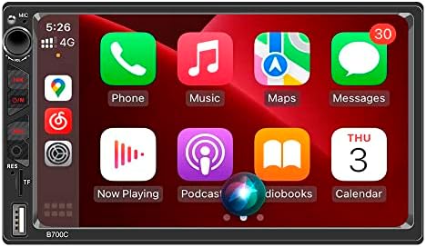 Dupla Din autórádió Beépített Apple CarPlay, Android Auto, 7 Hüvelykes Érintőképernyő Rádió, Bluetooth 5.0, valamint 12LED Biztonsági