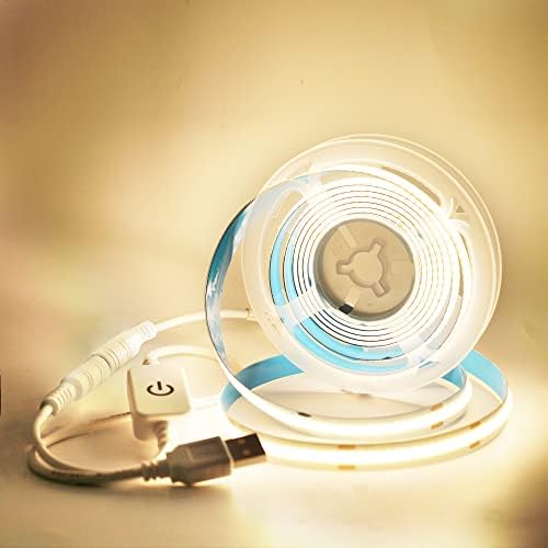 Arotelicht COB LED Szalag Lámpa 5V Flexibilis LED Szalag Nagy Sűrűségű, Nagy Fényerő 2m 320 Led/m Meleg Fehér 3000K, USB LED