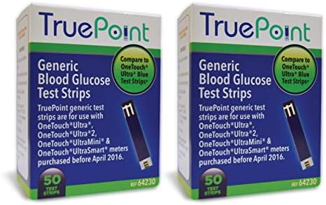 TruePoint Általános tesztcsíkok 100 Gróf Használható OneTouch Ultra, Ultra2, de UltraMini & UltraSmart Méter Minden Előtt Vásárolt április