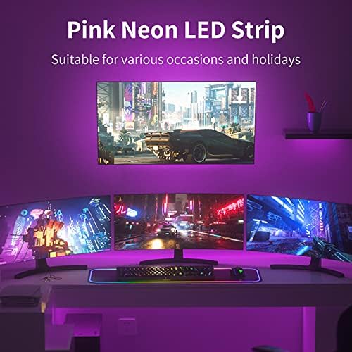 upHere Neon USB Rózsaszín LED Szalag Lámpa 4.92 ft/1,5 m-5V DC,Vízálló, Flexibilis LED NEON Fény Beltéri Kültéri Dekoráció,LS15PU
