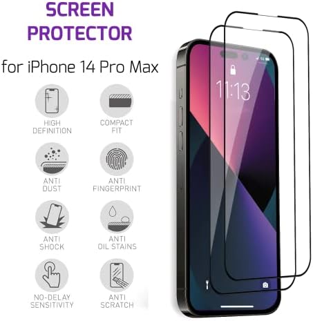 mase otthon (ÚJ) iPhone 14 Pro képernyővédő fólia Edzett Üveg Kompatibilis Apple Dinamikus Sziget 2022 (2 Csomag)