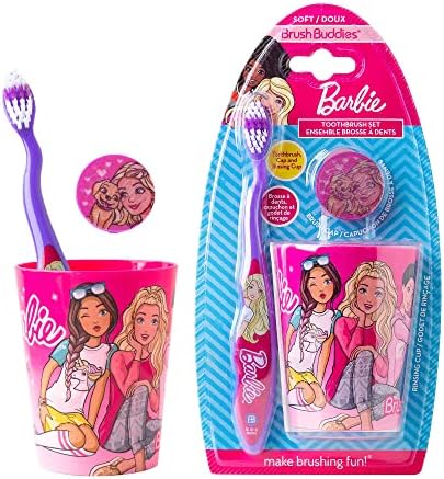 Ecset Haverok Barbie 3-Db Fogkefe Szett, Gyerek Fogkefe Szett, Fogkefe, Fogkefe Kupakját, majd Kupa Tartalmazza