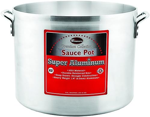 Winco USA Szuper Alumínium Szósz Pot, Extra Nehéz Súly, 34 Liter, Alumínium