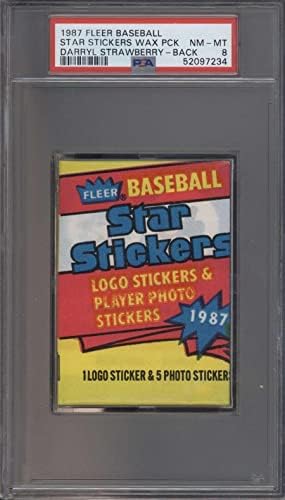 1987 Fleer Csillag Matrica PSA 8 NMMT Baseball viasz pack Darryl Eper bk B67868 Osztályozott PSA 8 - Baseball Viasz Csomag