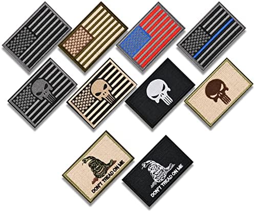 AUAUY Csomag 10 Db Amerikai Zászló Foltok, Taktikai Foltokban USA Amerikai Zászló, Hook & Hurok Taktikai Morál Javítás Teljes Hímzés Katonai
