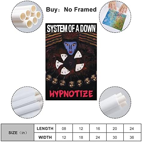 A System of a Down Poszter Hipnotizálni Album Zenei Plakát, Poszter Terem Esztétikai Vászon Wall Art Hálószoba Decor 12x18inch(30x45cm)