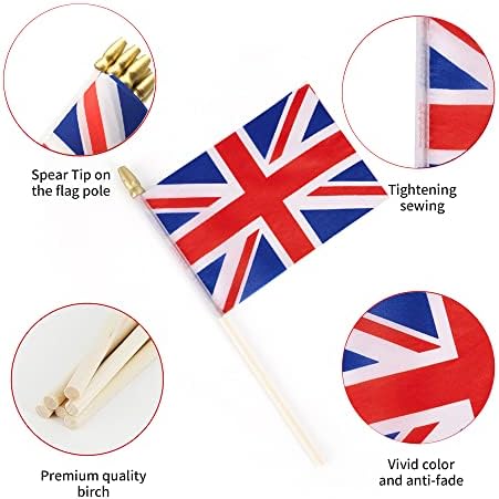 Lebei Brit Union Jack Zászló Mini Kicsi Egyesült királyság EGYESÜLT Királyság Kézi Stick Zászlók 4x6 Inch 12 Csomag