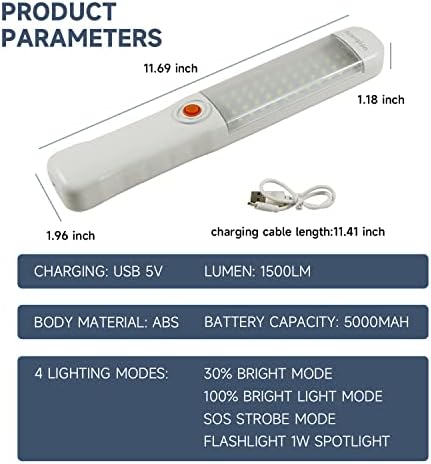 Huanglijin LED munkalámpa Újratölthető Munka Fény Mágneses Elemlámpa, Hordozható USB Interfész Újratölthető Elemlámpák Fényes, Tartós vészvilágítás