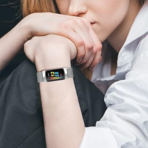 Fém Csere Zenekarok a Fitbit Díj 5 Speciális Fitness & Egészség Tracker Tartozékok Rozsdamentes Acél Fém Watchbands a Nők, Férfiak