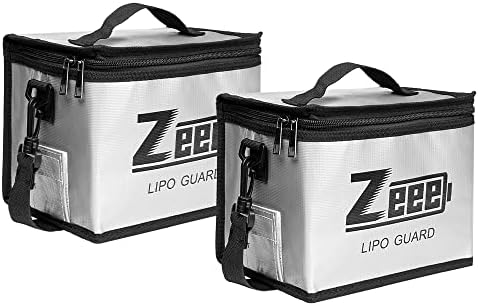 Zeee Lipo Biztonságos Táska 2-Pack Tűzálló Lezárni Táska Nagy Kapacitású Akkumulátor Védelem Táska Szervező Tároló Őr Biztonságos