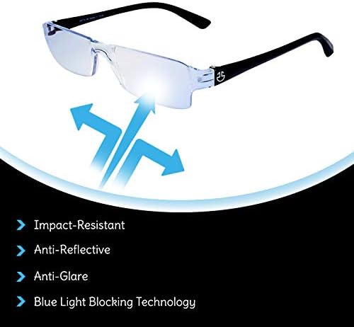 Optix 55 Keret Nélküli Számítógép Olvasó Szemüveg (2db)- Kék Fény Blokkoló Szemüveg, Anti Fényvisszaverő & Tükröződésmentes Bevonat Lencsék