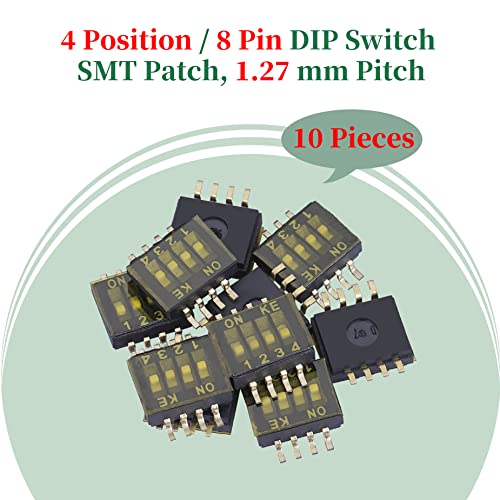Pzsmocn 10 Db DIP Kapcsoló SMT Javítás 1.27 mm-es Pályán, 4 Pozíció / 8 Pin Kettős Sorban, Egymás Tárcsázási Billentyűzeten Kódolás