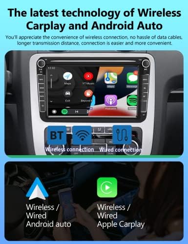 8 Colos Érintőképernyő VW Autó Sztereó Vezeték nélküli Apple Carplay Android Auto, Bluetooth autórádió a Skoda Volkswagen Jetta