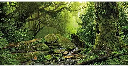 AWERT Trópusi Erdő Terrárium Háttér Patak, Zöld a Hatalmas Fa Hüllő Élőhely Háttér Ködös Esőerdő Akvárium Háttér 24x12 cm Poliészter