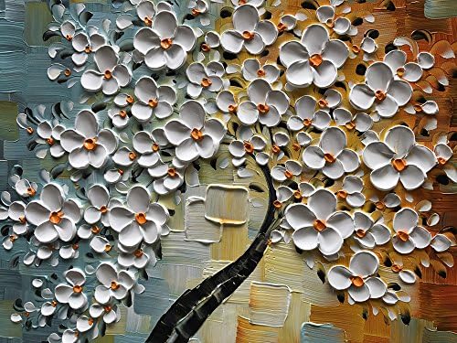 YaSheng Art - kézzel festett olajfestmény, Vászon, fehér Virágok, Festmények, Modern Otthon Belső Dekoráció Absztrakt Művészet