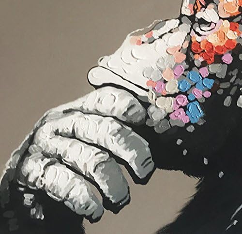 Gorilla, Majom, Festmények - Ban Kézzel Festett Aranyos Csimpánz Vászon, Olaj Festmény Feszített, illetve Bekeretezett