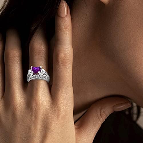 2023 Új Női Gyűrű Színes Cirkon Esküvői Ékszerek Gyűrűk Mérete Alufelni 610 Ajándék Ujj Gyűrű Kristályokkal (Lila, 7)