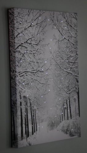 Okos Alkotások 16 x 12 Inch Karácsonyi LED-es Fali Vászon Art lakberendezés, világít Akkumulátoros Havas Téli Jelenet, Téli Út
