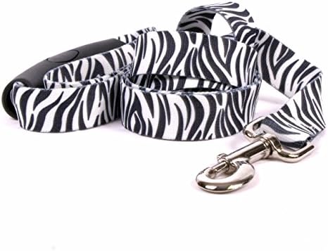 A sárga Dog Design Zebra, Fekete EZ-Grip Kutya Póráz-Kényelmes Fogantyú-Méret, Nagy-1 Széles, 5 láb (60) Hosszú