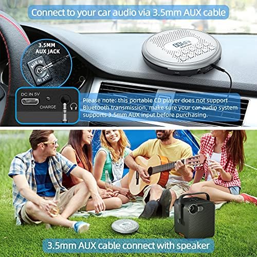 CD-Lejátszó, Hordozható, ARAFUNA Újratölthető Hordozható CD-lejátszó az Autó Hangszórók, Anti-Skip Walkman CD Lejátszó Háttérvilágítású