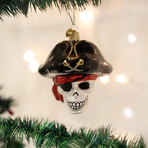 A régi Világban a Karácsony, Strand Ajándék Fújt Üveg Díszek a karácsonyfára Jolly Roger, Fekete