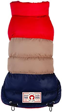 Fabdog Colorblock Puffer Kabát Piros/Barna/Navy 10