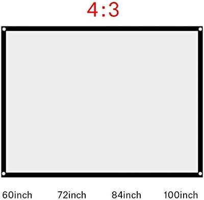 LHLLHL Vetítés 60-100 Colos Hordozható Összecsukható Nem Ránc Fehér Projektor Függöny Kivetítő Képernyő 4:3 (Méret : 100 hüvelyk)