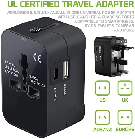 Utazási USB Plus Nemzetközi Adapter Kompatibilis Acer Liquid E2 Világszerte Teljesítmény, 3 USB-Eszközök c típus, USB-A Közötti Utazás