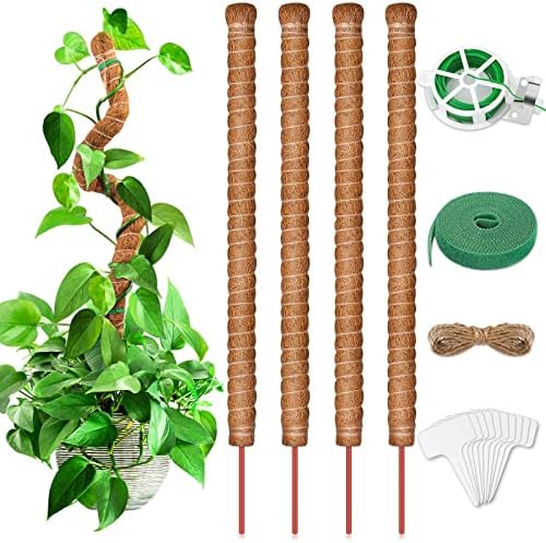 ROADPLUM 4 Csomag 25 Moss Pole Coco Kókuszrost Lengyelek, Hajlítható Növény Tét Moss Pole Növény Monstera Csavar Kapcsolatok Növény
