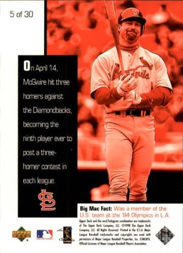 1998 Felső szint Mark McGwire Chase 625 Mark McGwire Három hazafutást 48 MLB Baseball Trading Card