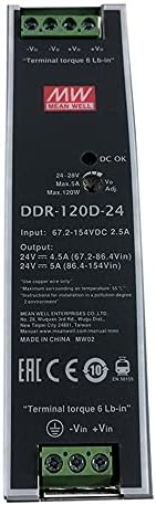 Eredeti jót DDR Sorozat 120 w-os DIN Sín DC-DC Átalakító Bemeneti 67.2-154V DC 24V DC 5A 120 w-os meanwell Tápegység Teljesítmény