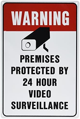 VIDEÓ FELÜGYELETI Jel Ingatlan Védett 24 Órás védelmet figyelmeztetés | Beltéri/Kültéri | 20 Magas Műanyag Jel | Biztonsági Jel Hivatal
