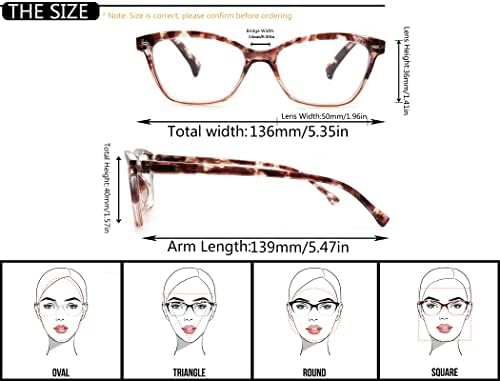 OLOMEE Olvasó Szemüveg Női Női Olvasók +1.00 Elegáns Női Nagyító Csalók Szemüveg Pack 4 Könnyű, Kényelmes viselet
