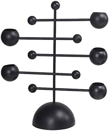 JGQGB Ezüst Fekete Geometriai Fém Forgó gyertyatartó Modell Szoba, Beltéri asztali Tervező Dekoráció (Szín : D, Méret : Térkép)