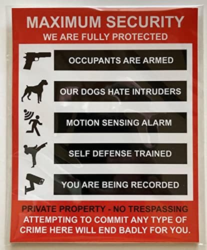 Fegyveres + Házőrző + Riasztó + Önvédelmi + Kamera Biztonsági Figyelmeztető Matricák