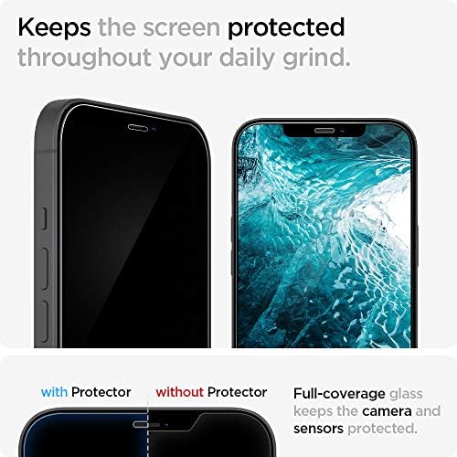Spigen Edzett Üveg kijelző Védő fólia [GlasTR EZ FIT] Tervezték iPhone 12 mini - Érzékelő Védelem / 2 Pack